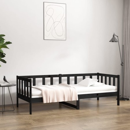 Sofá cama de madera maciza de pino negro 80x200 cm de vidaXL, Camas y somieres - Ref: Foro24-814688, Precio: 123,30 €, Descue...
