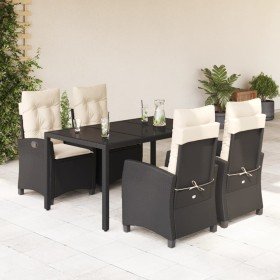 Set de muebles jardín 5 pzas con cojines ratán sintético negro en Conjuntos de jardín | Comprar online en Foro24