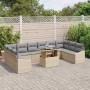 Conjunto de sofá de jardín con cojín 11 pcs beige y gris claro