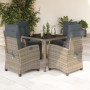 Set comedor de jardín 5 piezas con cojines ratán sintético gris