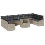 Conjunto de sofá de jardín 11 pcs Gris claro 100 x 55 x 73 cm