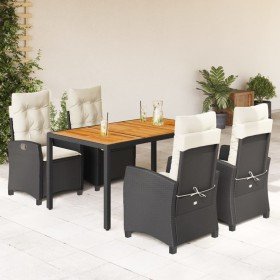 Set de muebles jardín 5 pzas con cojines ratán sintético negro en Conjuntos de jardín | Comprar online en Foro24
