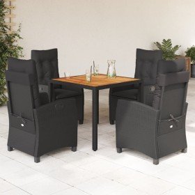 Set de muebles jardín 5 pzas con cojines ratán sintético negro Set de muebles jardín 5 pzas con cojines ratán sintético negro