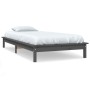 Solid gray pine wood bed frame 90x200 cm by vidaXL, Beds and slatted bases - Ref: Foro24-820528, Price: 92,83 €, Discount: %