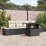 Conjunto de sofá de jardín 5 pcs Negro y crema 100 x 55 x 73 cm