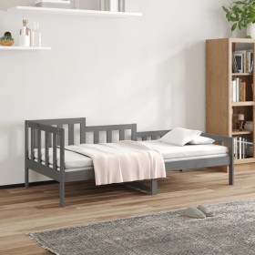 Sofá cama madera maciza de pino gris 90x190 cm