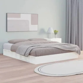 White solid wood bed frame 200x200 cm by vidaXL, Beds and slatted bases - Ref: Foro24-820657, Price: 163,65 €, Discount: %