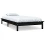 Solid black pine wood bed frame 100x200 cm by vidaXL, Beds and slatted bases - Ref: Foro24-820535, Price: 107,38 €, Discount: %
