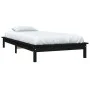 Solid black pine wood bed frame 100x200 cm by vidaXL, Beds and slatted bases - Ref: Foro24-820535, Price: 107,38 €, Discount: %