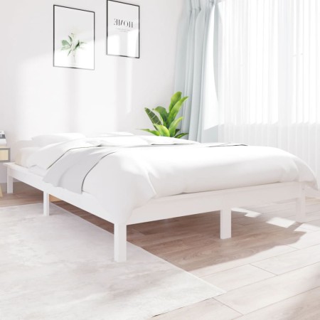 Massives Bettgestell aus weißem Kiefernholz, 135 x 190 cm von vidaXL, Betten und Lattenroste - Ref: Foro24-820582, Preis: 97,...