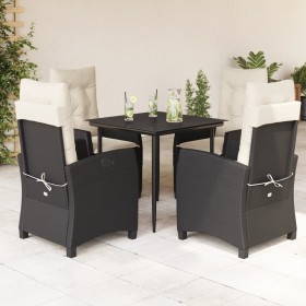 Set de muebles jardín 5 pzas con cojines ratán sintético negro