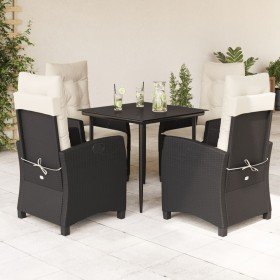 Set de muebles jardín 5 pzas con cojines ratán sintético negro
