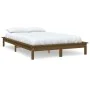 Honey brown solid pine wood bed frame 135x190 cm by vidaXL, Beds and slatted bases - Ref: Foro24-820584, Price: 132,62 €, Dis...