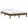 Honey brown solid pine wood bed frame 135x190 cm by vidaXL, Beds and slatted bases - Ref: Foro24-820584, Price: 132,62 €, Dis...