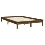 Honey brown solid pine wood bed frame 135x190 cm by vidaXL, Beds and slatted bases - Ref: Foro24-820584, Price: 132,62 €, Dis...