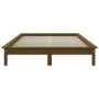 Honey brown solid pine wood bed frame 135x190 cm by vidaXL, Beds and slatted bases - Ref: Foro24-820584, Price: 132,62 €, Dis...