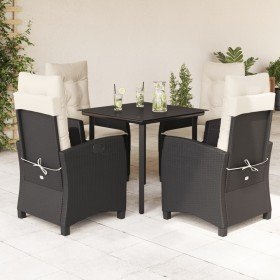 Set de muebles jardín 5 pzas con cojines ratán sintético negro