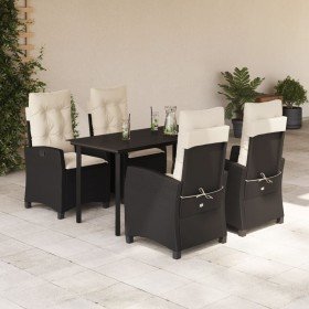 Set de muebles jardín 5 pzas con cojines ratán sintético negro Set de muebles jardín 5 pzas con cojines ratán sintético negro