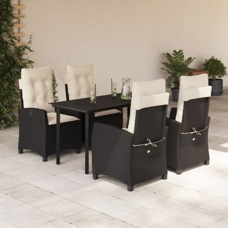 Set de muebles jardín 5 pzas con cojines ratán sintético negro