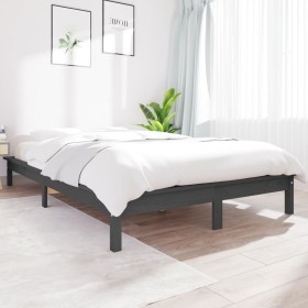 Bettgestell aus massivem, grauem Kiefernholz, 160 x 200 cm von vidaXL, Betten und Lattenroste - Ref: Foro24-820553, Preis: 12...