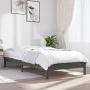 Solid gray pine wood bed frame 90x190 cm by vidaXL, Beds and slatted bases - Ref: Foro24-820573, Price: 114,62 €, Discount: %