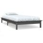 Solid gray pine wood bed frame 90x190 cm by vidaXL, Beds and slatted bases - Ref: Foro24-820573, Price: 116,52 €, Discount: %