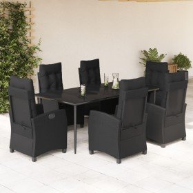 Set de comedor de jardín 7 pzas y cojines ratán sintético negro en Conjuntos de jardín | Comprar online en Foro24