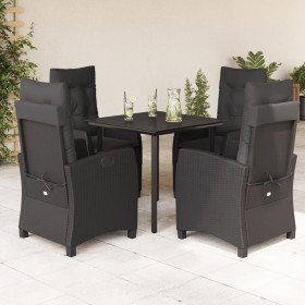 Set de muebles jardín 5 pzas con cojines ratán sintético negro