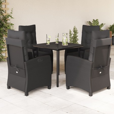 Set de muebles jardín 5 pzas con cojines ratán sintético negro