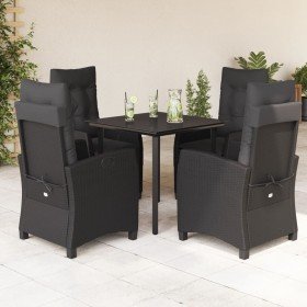 Set de muebles jardín 5 pzas con cojines ratán sintético negro