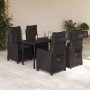 Set de muebles jardín 5 pzas con cojines ratán sintético negro