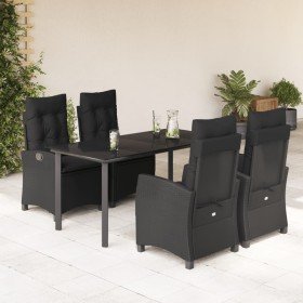 Set de muebles jardín 5 pzas con cojines ratán sintético negro en Conjuntos de jardín | Comprar online en Foro24