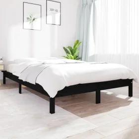 Black solid wood bed frame 180x200 cm by vidaXL, Beds and slatted bases - Ref: Foro24-820560, Price: 136,29 €, Discount: %
