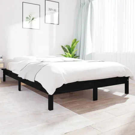 Schwarzer Massivholzbettrahmen 180x200 cm von vidaXL, Betten und Lattenroste - Ref: Foro24-820560, Preis: 136,29 €, Rabatt: %