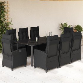 Set de comedor de jardín 9 pzas y cojines ratán sintético negro en Conjuntos de jardín | Comprar online en Foro24