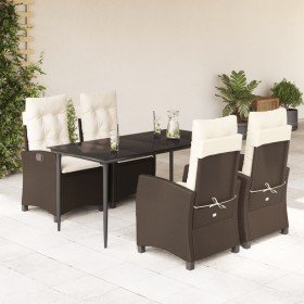 Set comedor de jardín 5 piezas y cojines ratán sintético marrón en Conjuntos de jardín | Comprar online en Foro24