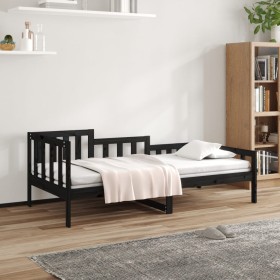 Sofá cama madera maciza de pino negro 90x200 cm