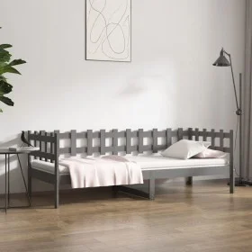 Gray solid pine wood sofa bed 90x200 cm by vidaXL, Beds and slatted bases - Ref: Foro24-820758, Price: 94,15 €, Discount: %
