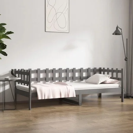 Gray solid pine wood sofa bed 80x200 cm by vidaXL, Beds and slatted bases - Ref: Foro24-820753, Price: 78,21 €, Discount: %