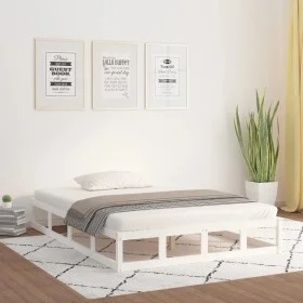 Kleines Doppelbettgestell aus Massivholz weiß 120x190 cm von vidaXL, Betten und Lattenroste - Ref: Foro24-820832, Preis: 100,...