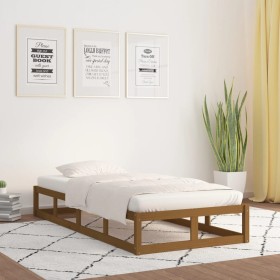 Estructura de cama de madera maciza marrón miel 90x200 cm