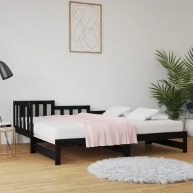 Removable sofa bed solid black pine wood 2x(90x190) cm by vidaXL, Beds and slatted bases - Ref: Foro24-820750, Price: 177,24 ...