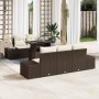 Conjunto de sofá de jardín con cojín 6 pcs Marrón y crema