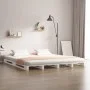 Massives weißes Kiefernholz-Palettenbett 120x200 cm von vidaXL, Betten und Lattenroste - Ref: Foro24-821388, Preis: 122,54 €,...
