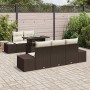 Conjunto de sofá de jardín con cojín 6 pcs Marrón y crema