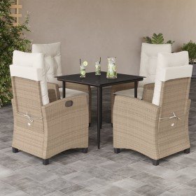 Set comedor de jardín 5 pzas con cojines ratán sintético beige en Conjuntos de jardín | Comprar online en Foro24