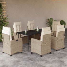 Set comedor de jardín 7 pzas con cojines ratán sintético beige en Conjuntos de jardín | Comprar online en Foro24