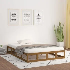 Honey brown solid wood bed frame 150x200 cm by vidaXL, Beds and slatted bases - Ref: Foro24-820804, Price: 117,38 €, Discount: %