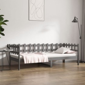 Gray solid pine wood sofa bed 90x190 cm by vidaXL, Beds and slatted bases - Ref: Foro24-820763, Price: 89,12 €, Discount: %