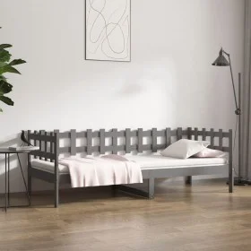 Gray solid pine wood sofa bed 90x190 cm by vidaXL, Beds and slatted bases - Ref: Foro24-820763, Price: 87,95 €, Discount: %